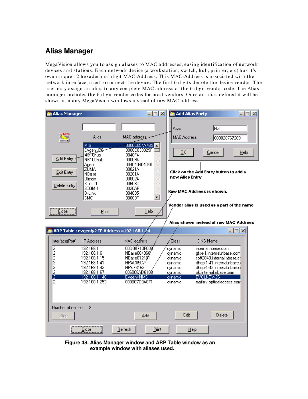 MegaVision Network Management System manual Alias Manager 