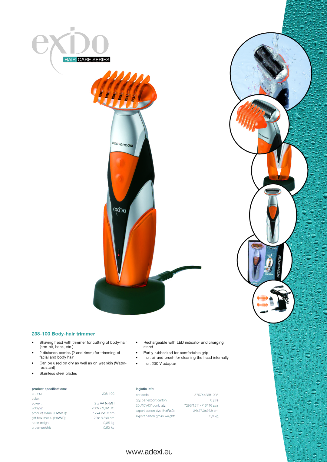 Melissa 238-100 specifications Body-hair trimmer 