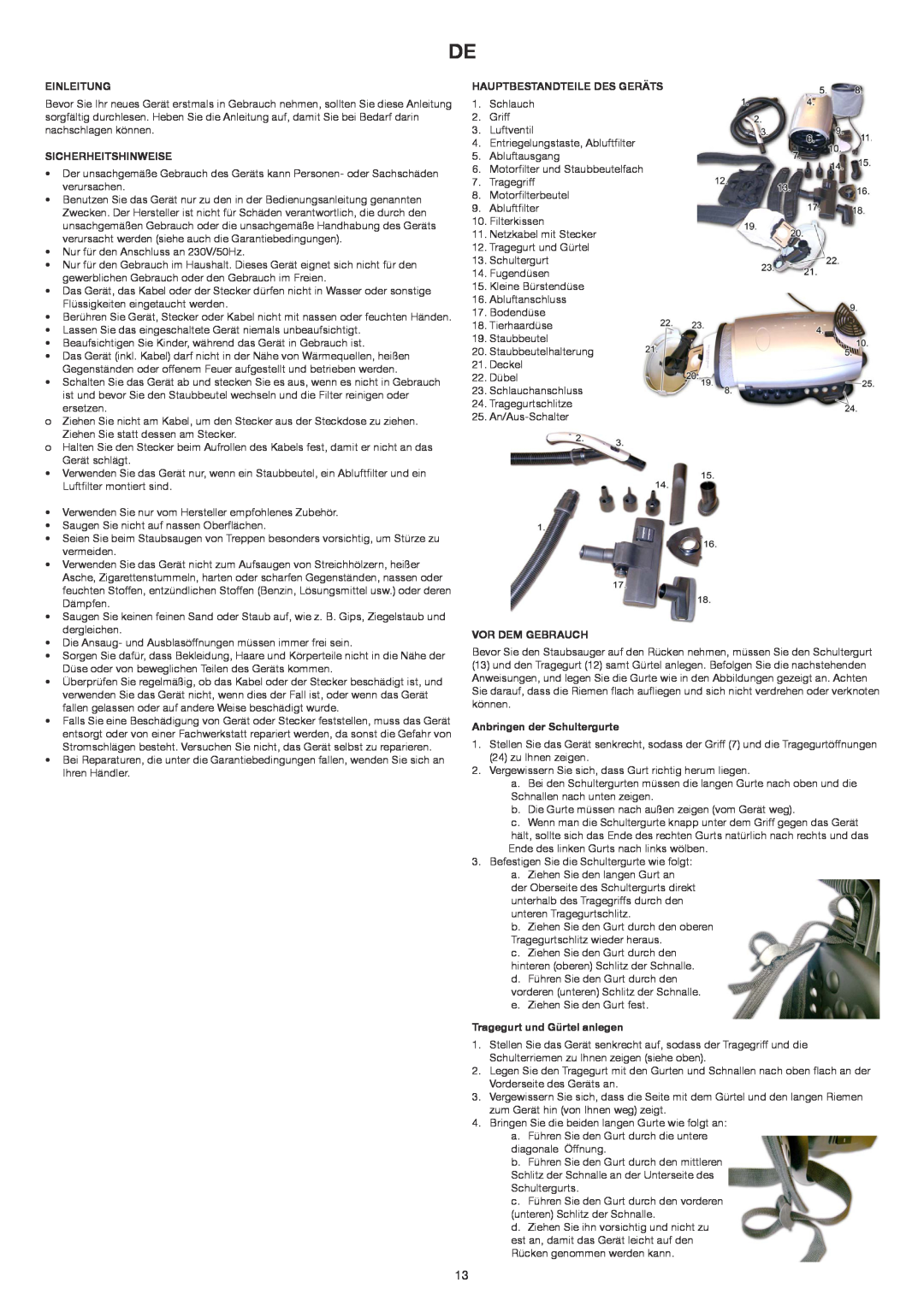 Melissa 240-006 manual Einleitung, Sicherheitshinweise, Hauptbestandteile Des Geräts, Vor Dem Gebrauch 