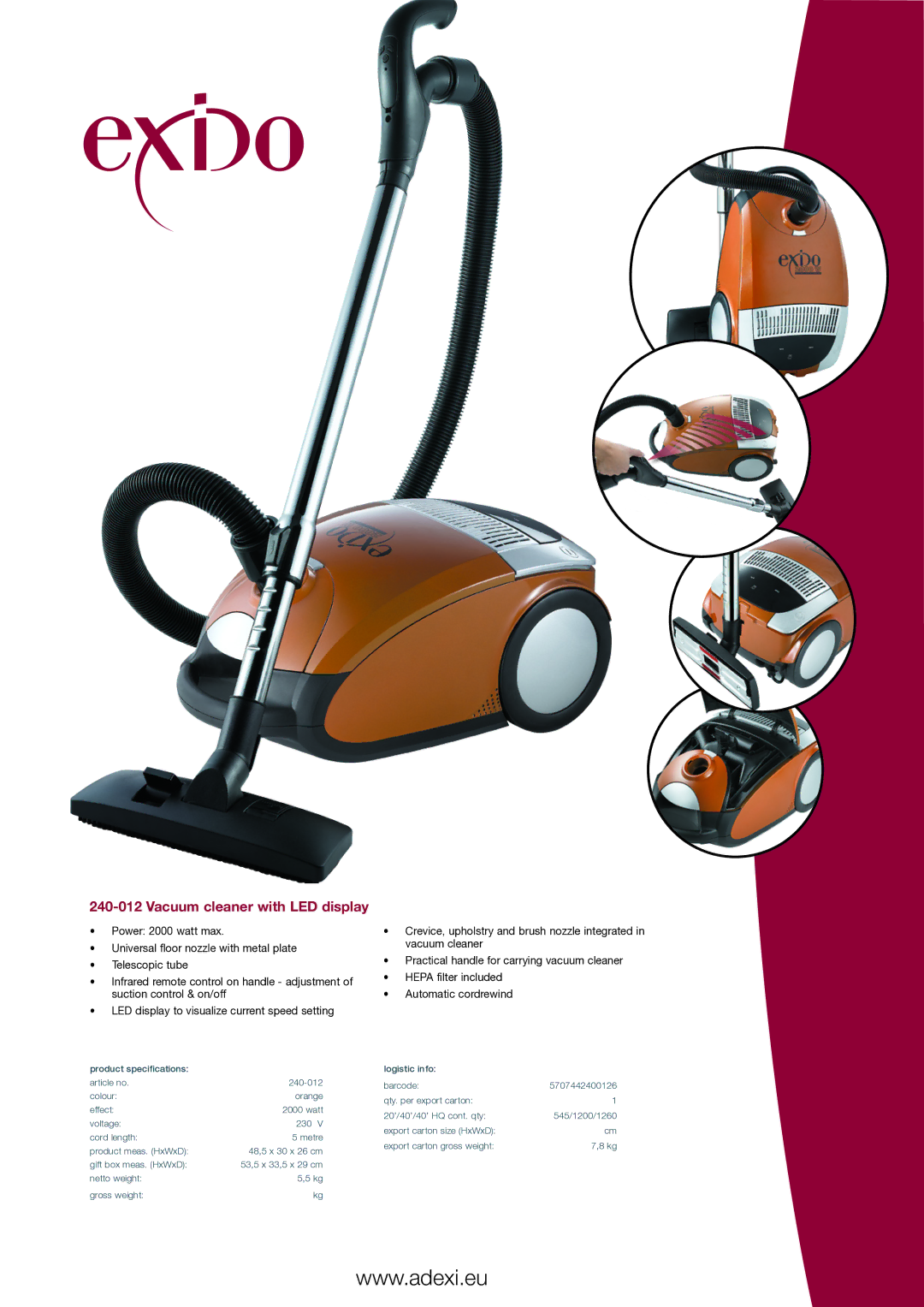 Melissa 240-012 specifications Vacuum cleaner with LED display 