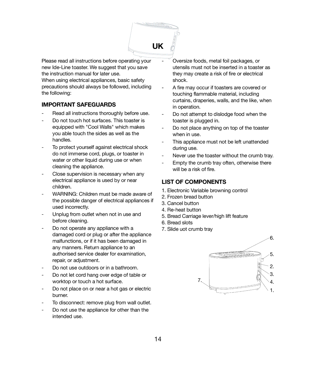 Melissa 243-020 manual Important Safeguards, List of Components 