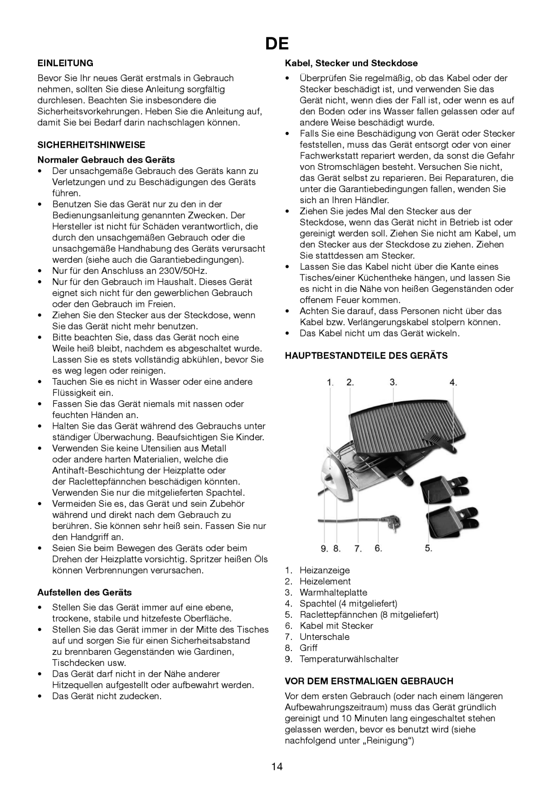 Melissa 243-045 manual Einleitung, SICHERHEITSHINWEISE Normaler Gebrauch des Geräts, Aufstellen des Geräts 