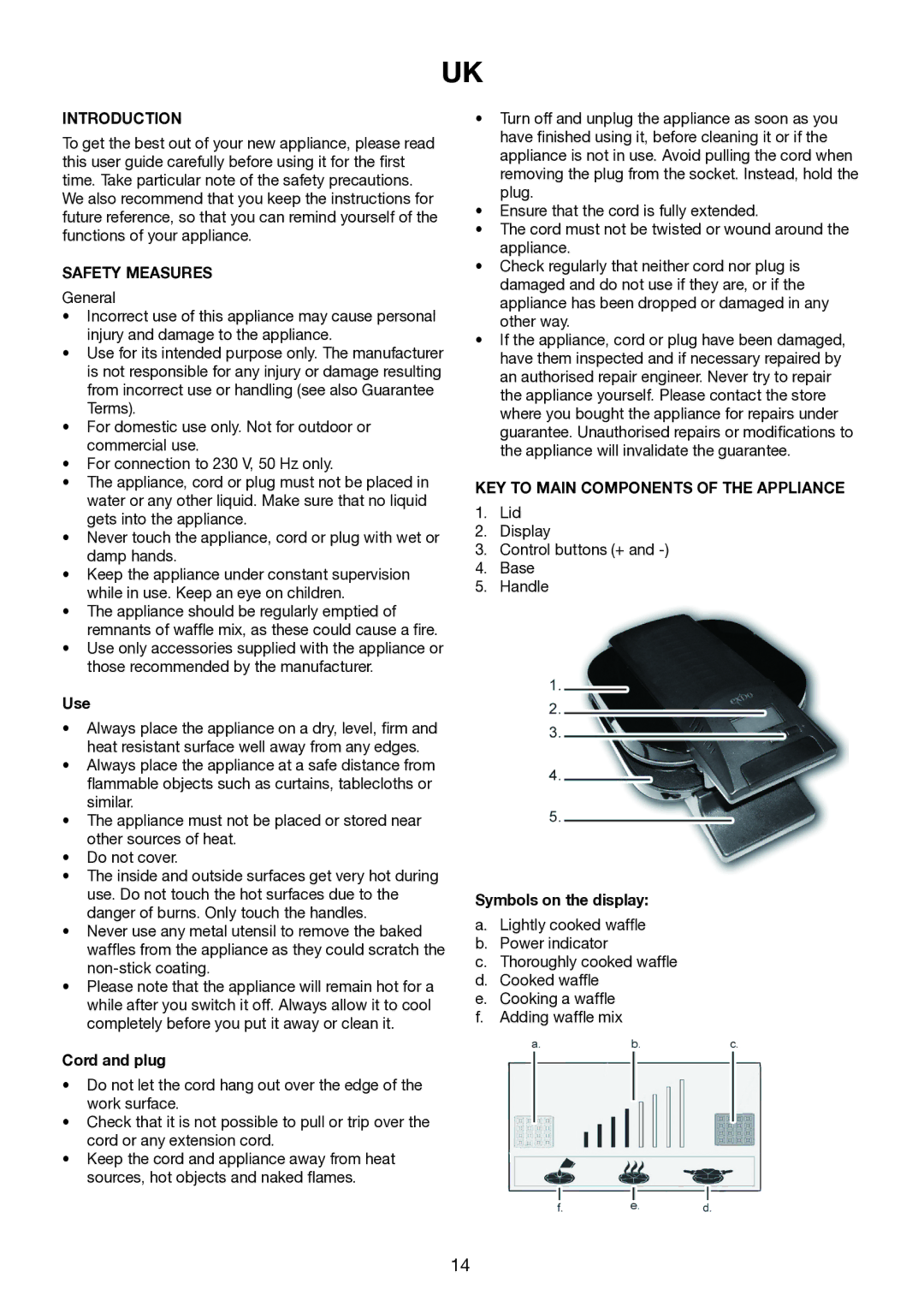 Melissa 243-050, 243-049 manual Introduction, Safety Measures, KEY to Main Components of the Appliance 