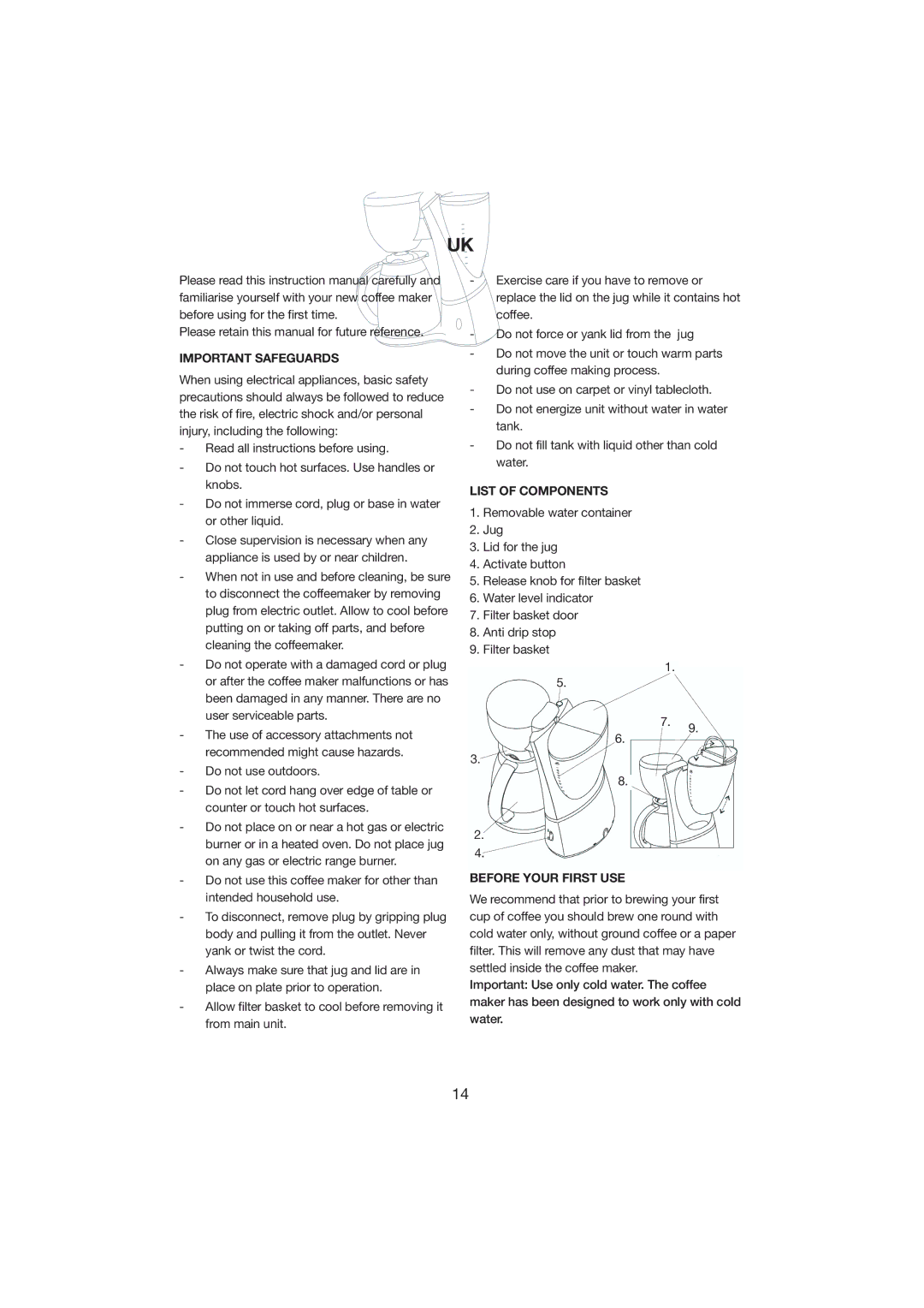 Melissa 245-021 manual Important Safeguards, List of Components, Before Your First USE 