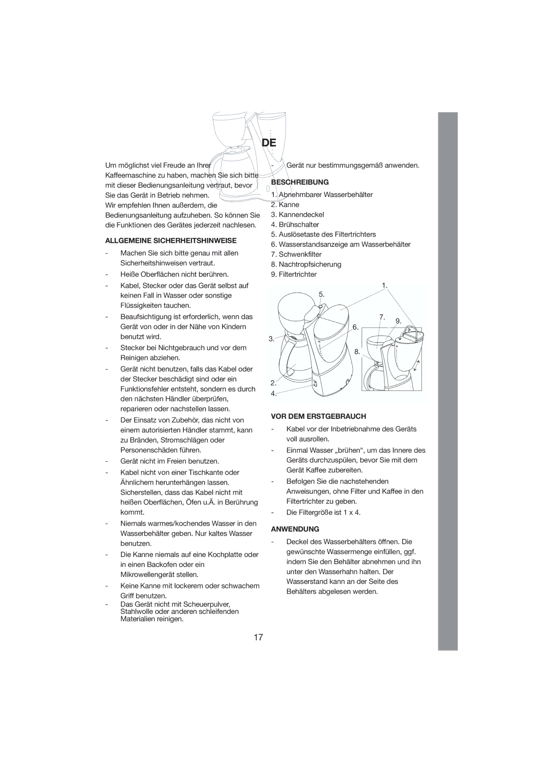 Melissa 245-022 manual Allgemeine Sicherheitshinweise, Beschreibung, VOR DEM Erstgebrauch, Anwendung 