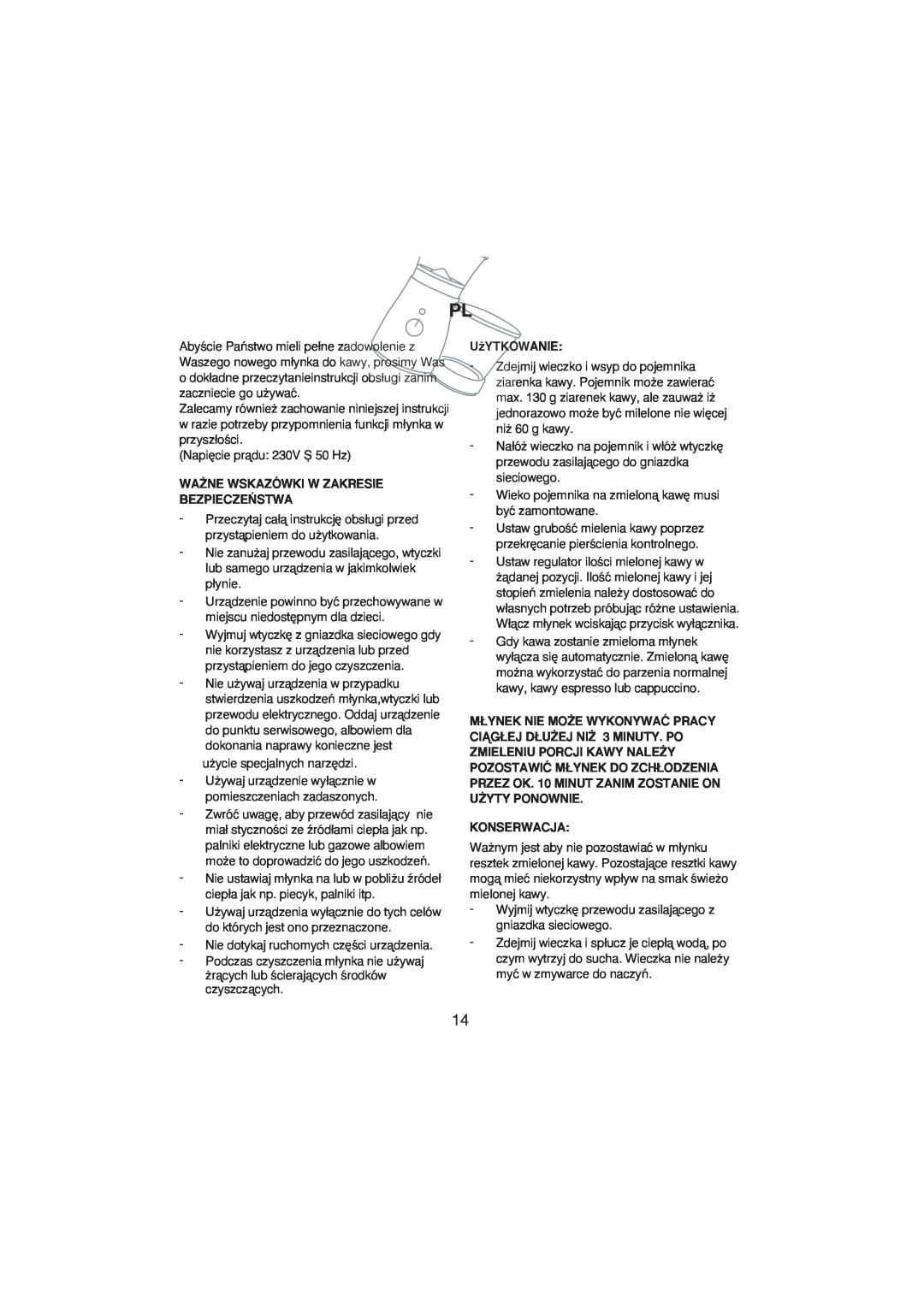 Melissa 245-024 manual Wa˚Ne Wskazówki W Zakresie Bezpiecze¡Stwa, U˝Ytkowanie, Konserwacja 
