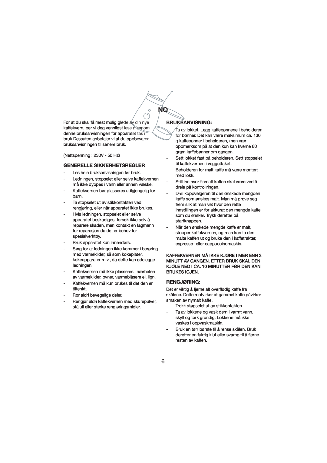 Melissa 245-024 manual Generelle Sikkerhetsregler, Bruksanvisning, Rengjøring 