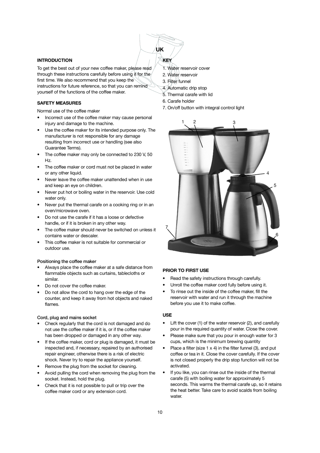 Melissa 245-030/040 manual Introduction, Safety Measures, Key, Prior to First USE, Use 