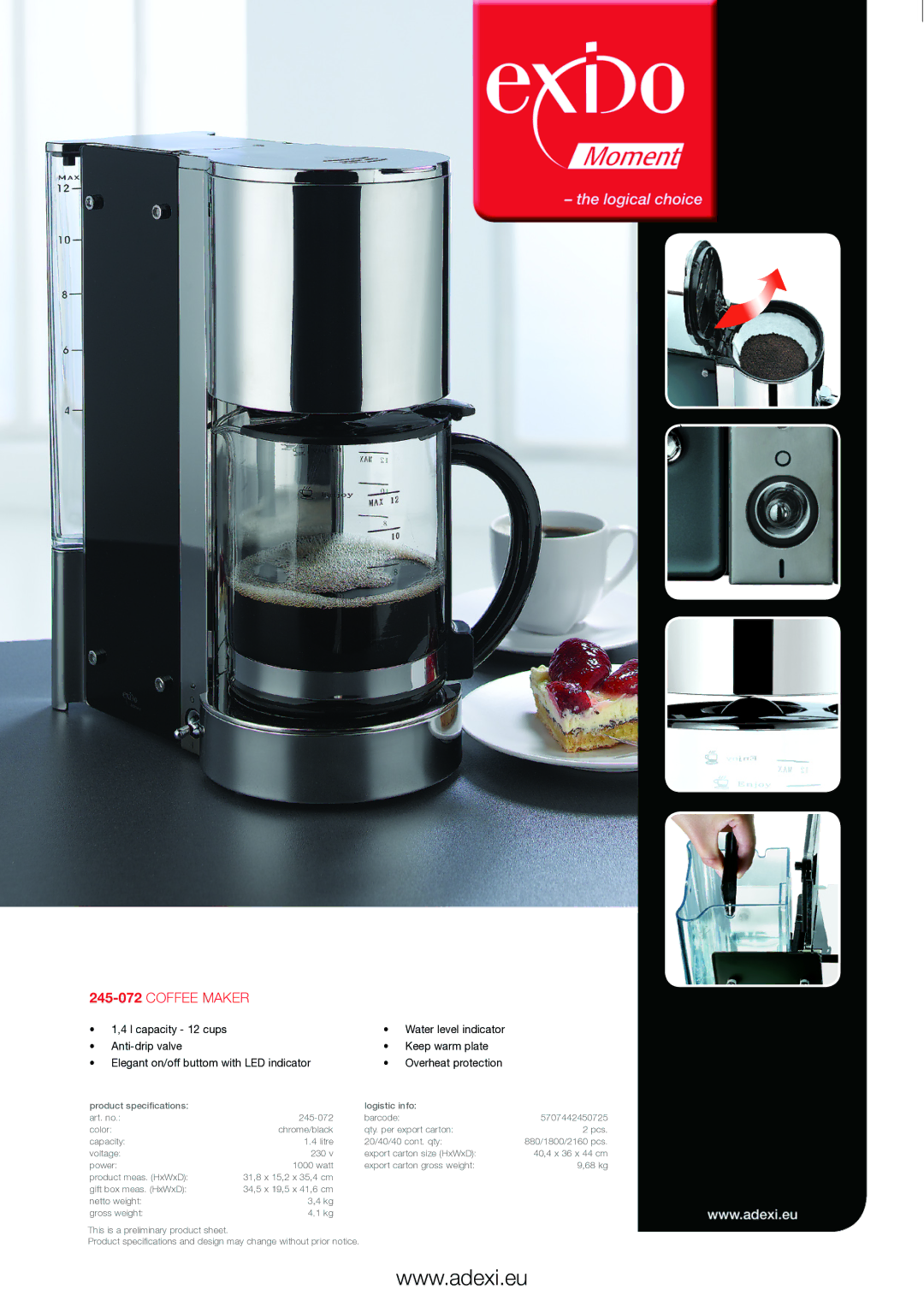 Melissa specifications 245-072Coffee maker 