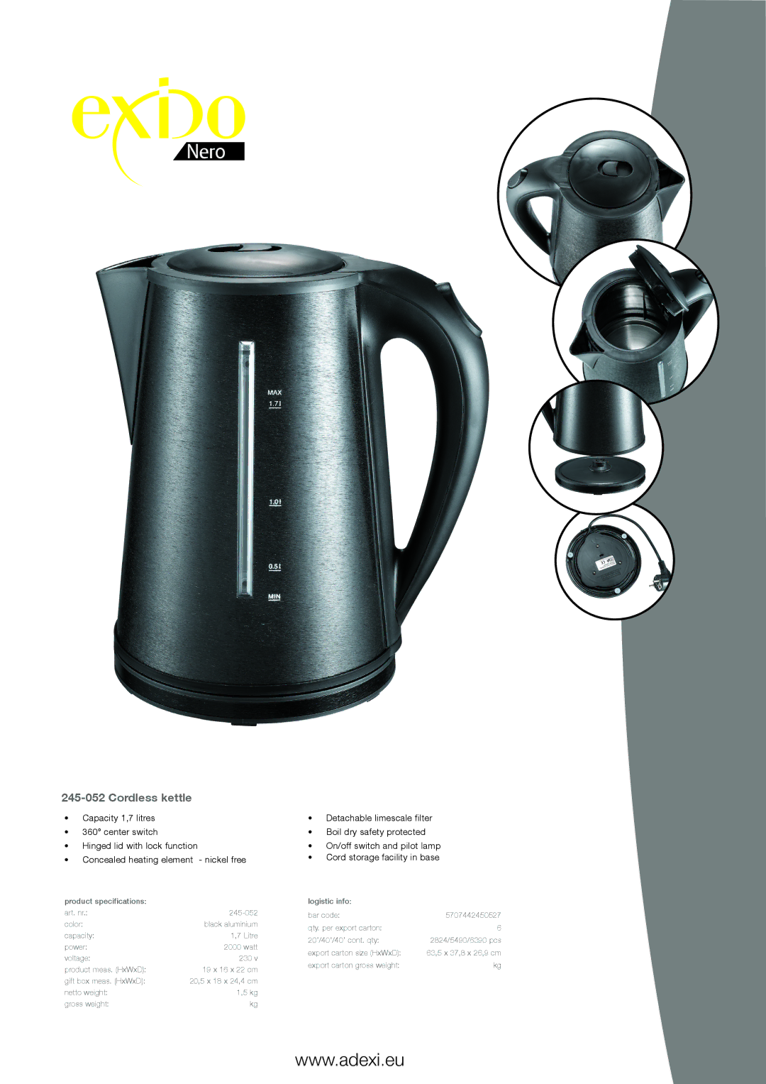 Melissa 245052 specifications Cordless kettle 