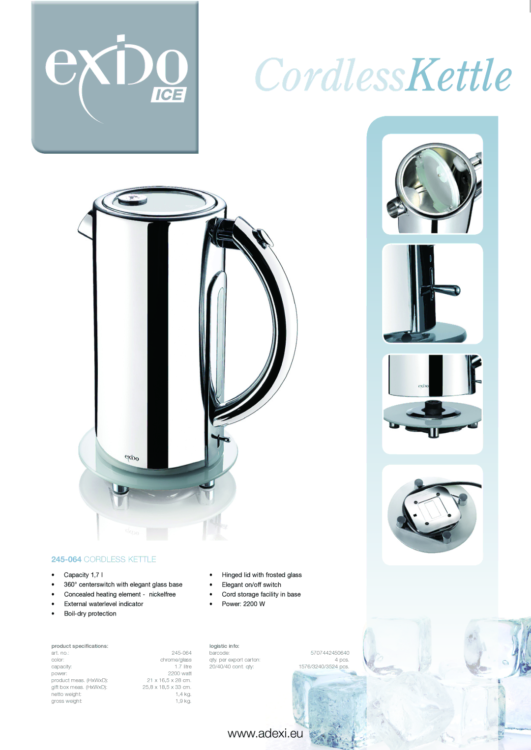 Melissa 245064 specifications CordlessKettle, 245-064Cordless kettle 