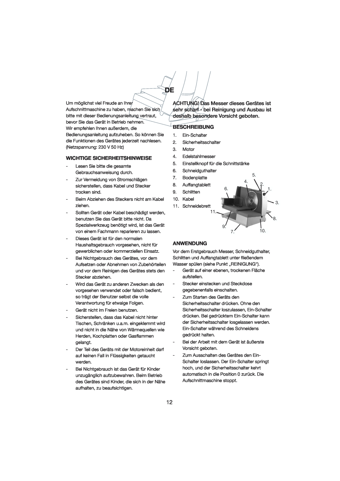 Melissa 246-006 manual Wichtige Sicherheitshinweise, Beschreibung, Anwendung 