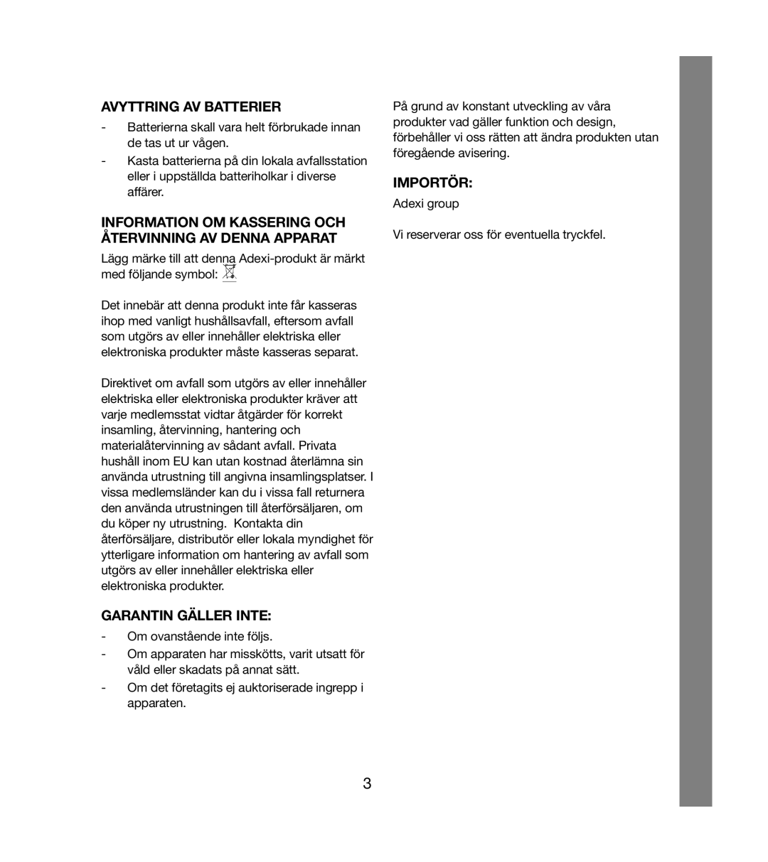 Melissa 246-020 Avyttring AV Batterier, Information OM Kassering OCH Återvinning AV Denna Apparat, Garantin Gäller Inte 