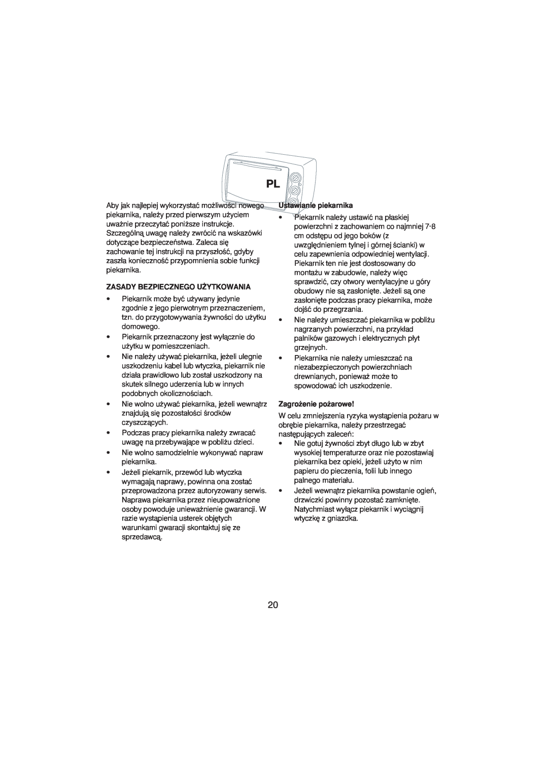 Melissa 251-003/004 manual Zasady Bezpiecznego U˚Ytkowania, Ustawianie piekarnika, Zagro˝enie po˝arowe 