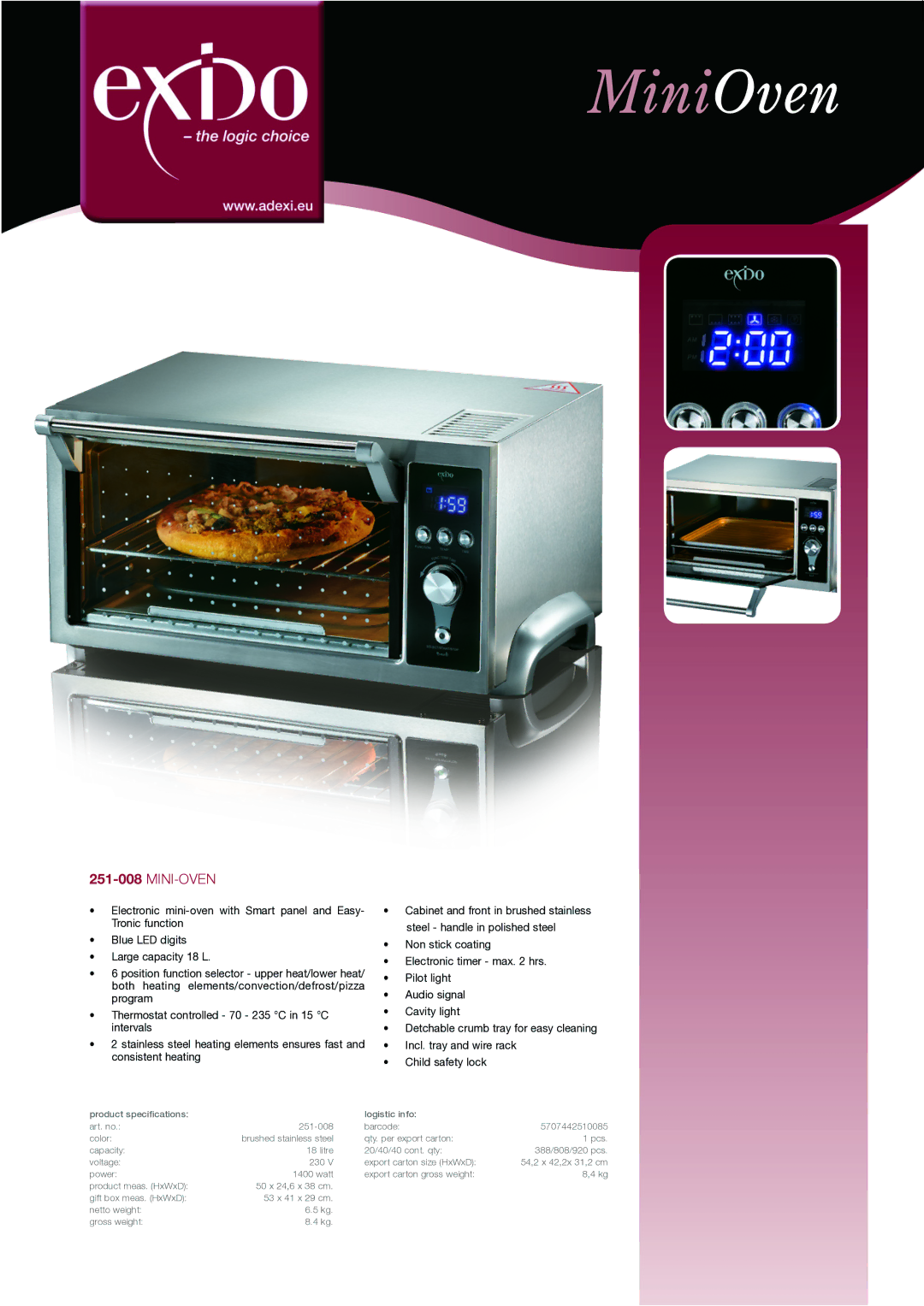 Melissa specifications MiniOven, 251-008Mini-oven 