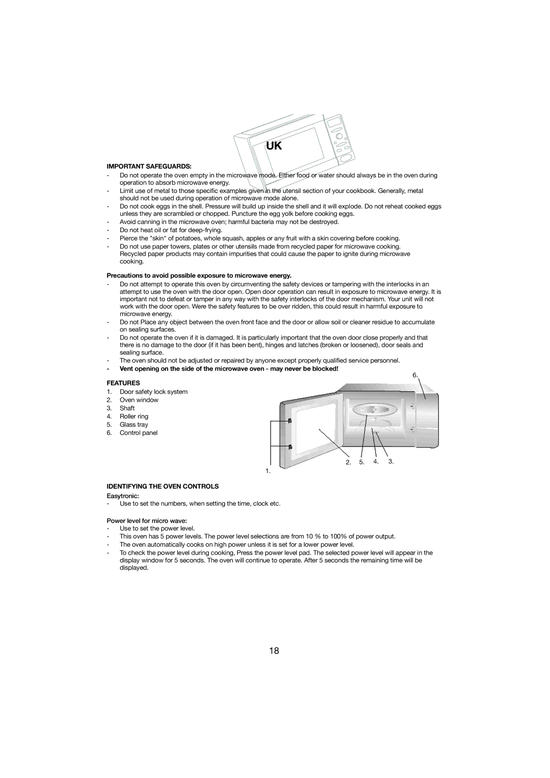 Melissa 253-001 manual Important Safeguards, Precautions to avoid possible exposure to microwave energy, Features 