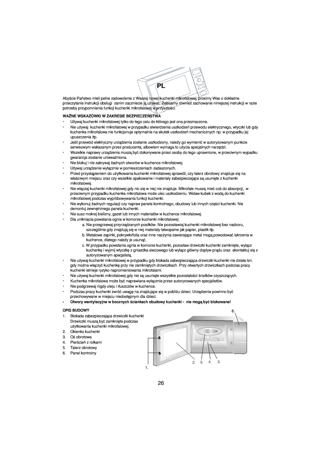 Melissa 253-001 manual Wa˚Ne Wskazówki W Zakresie Bezpiecze¡Stwa, Opis Budowy 