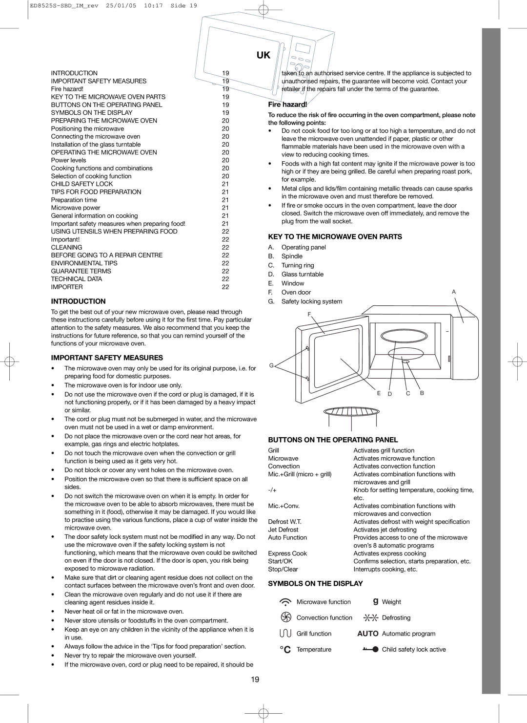 Melissa 253-003 Introduction, KEY to the Microwave Oven Parts, Important Safety Measures, Buttons on the Operating Panel 