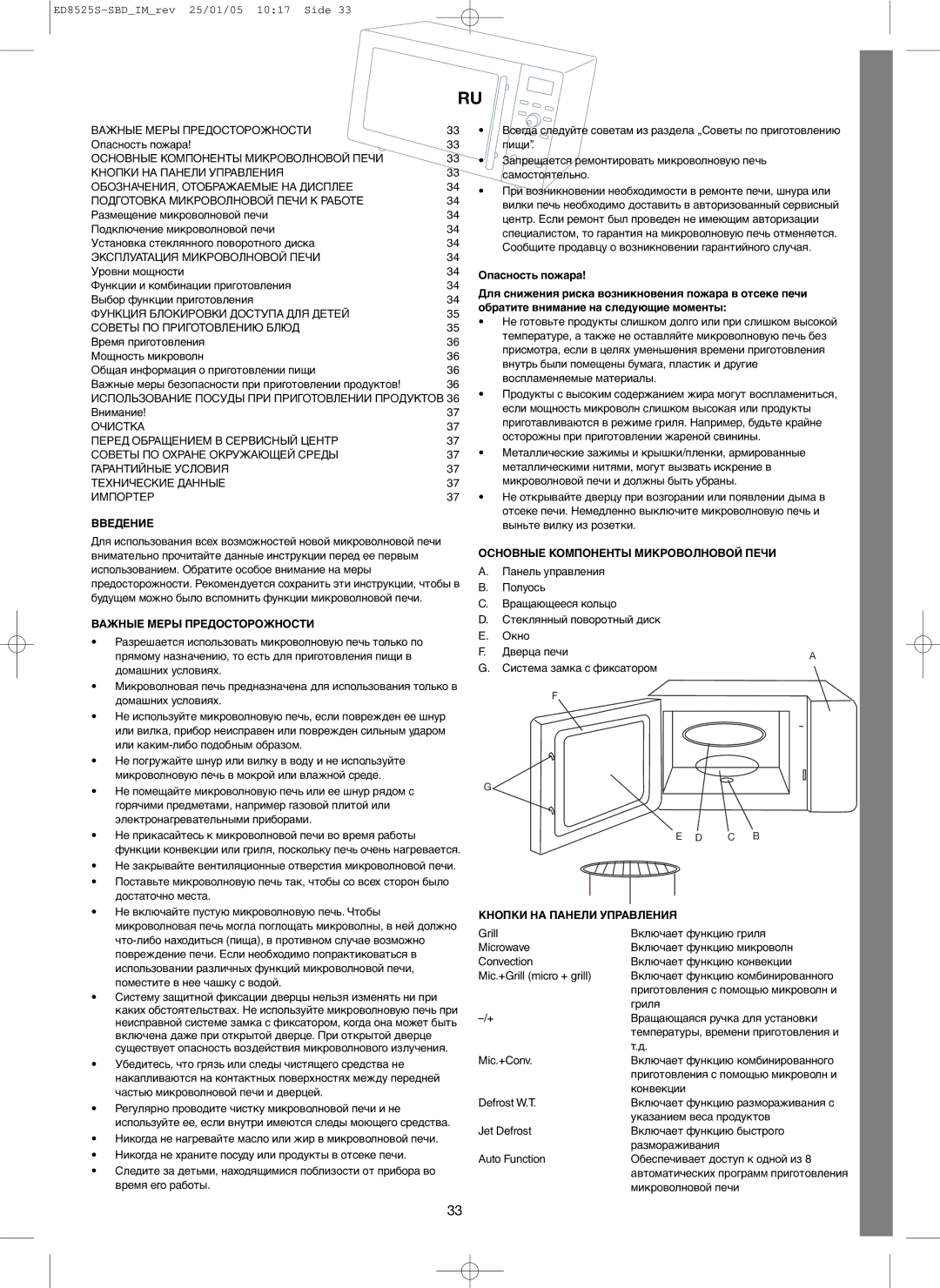 Melissa 253-003 manual Введение, Важные Меры Предосторожности, Основные Компоненты Микроволновой Печи 