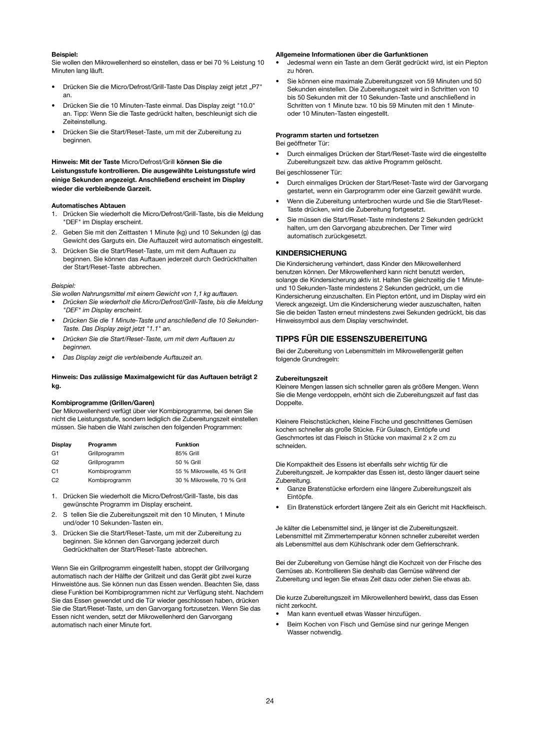 Melissa 253-006 manual Tipps FÜR DIE Essenszubereitung, Kindersicherung 