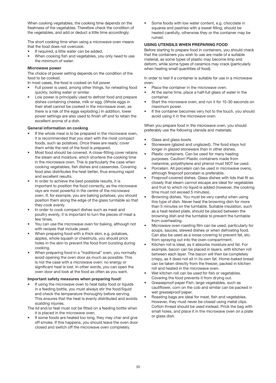 Melissa 253-013 manual Microwave power, General information on cooking, Important safety measures when preparing food 