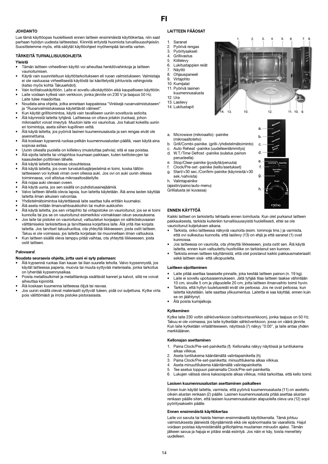 Melissa 253-018 manual Johdanto, Tärkeitä Turvallisuusohjeita, Laitteen Pääosat, Ennen Käyttöä 