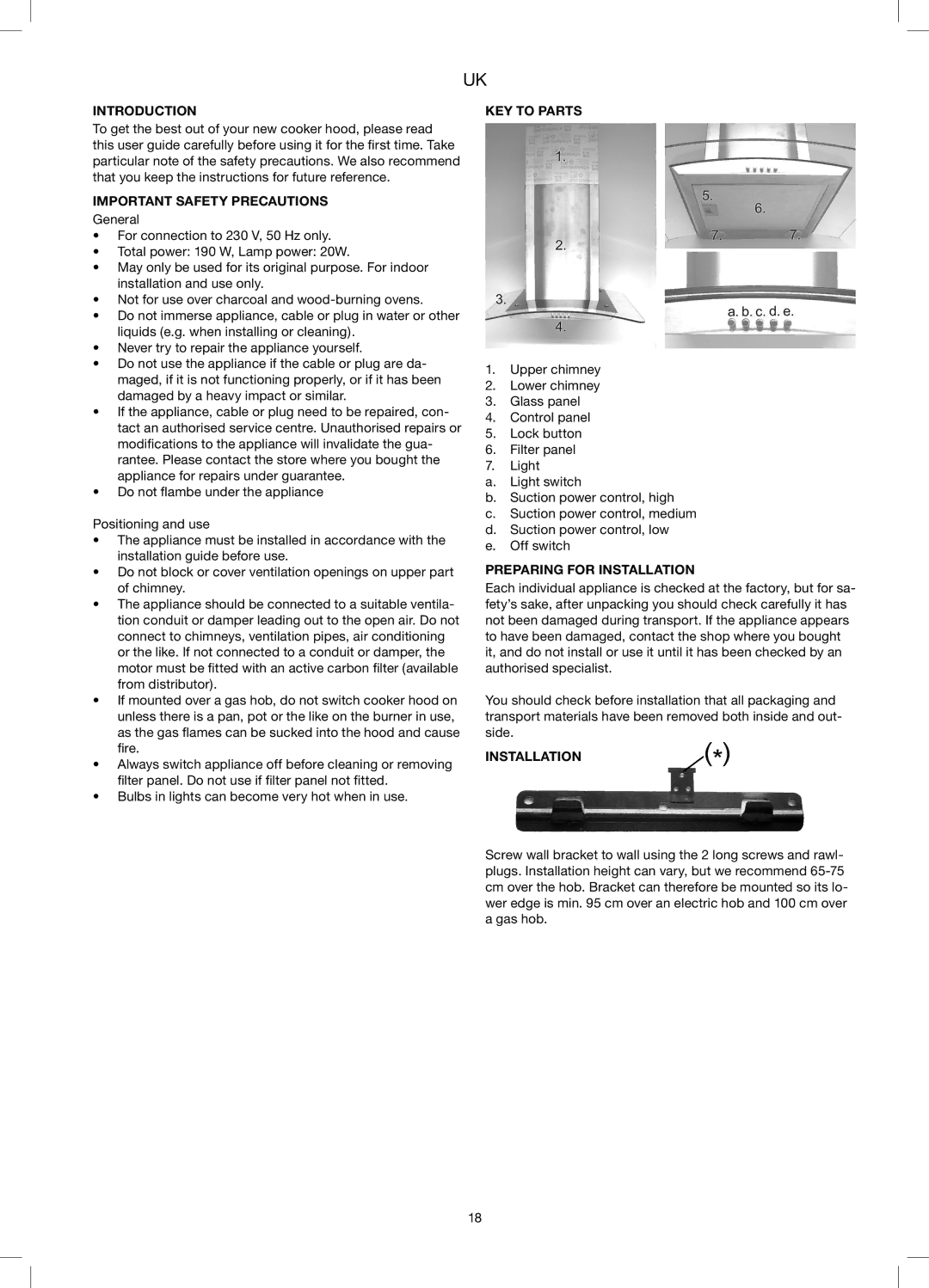 Melissa 258-015 manual Introduction, Important Safety Precautions, KEY to Parts, Preparing for Installation 