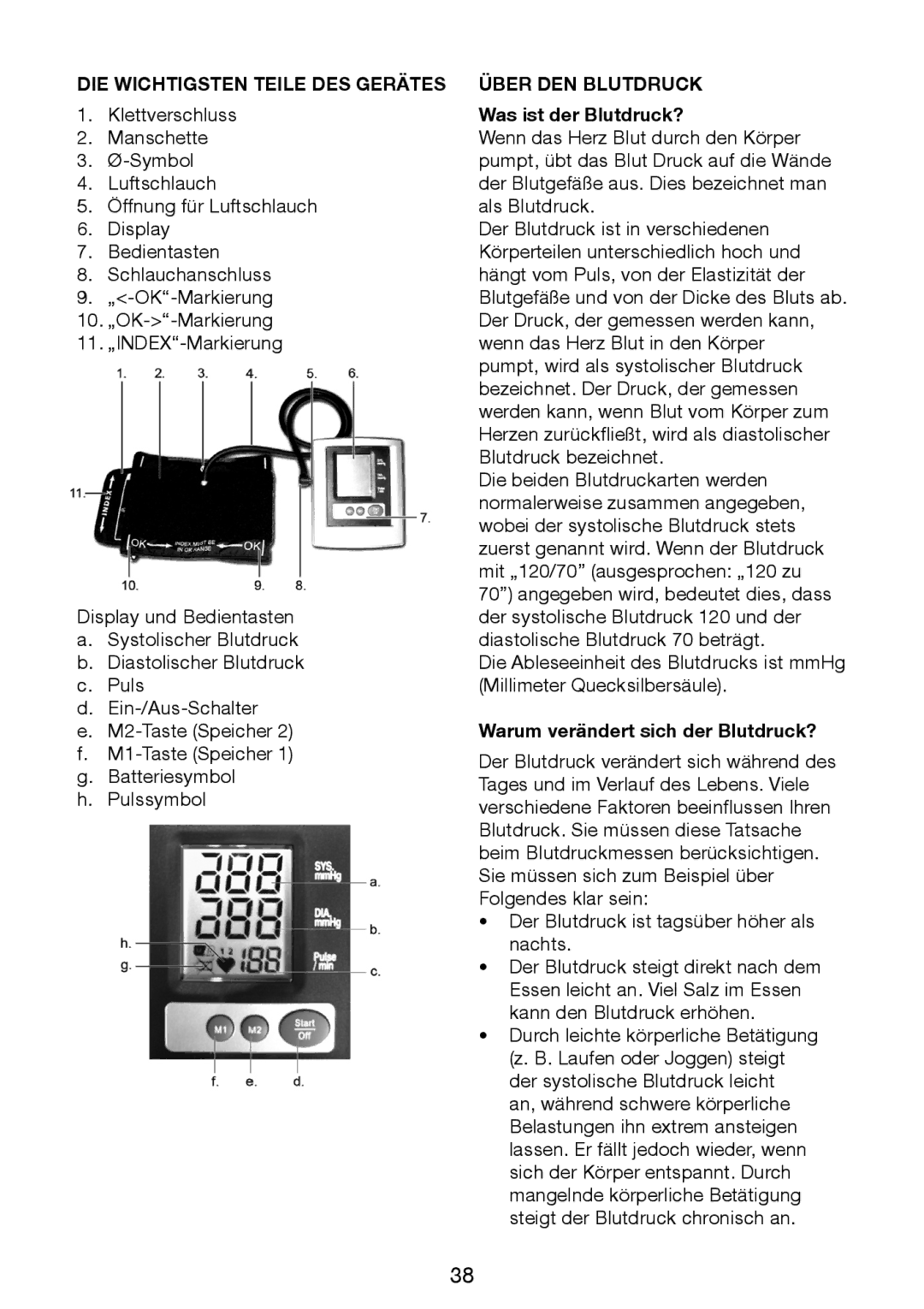 Melissa 630-013 manual DIE Wichtigsten Teile DES Gerätes Über DEN Blutdruck, Was ist der Blutdruck? 