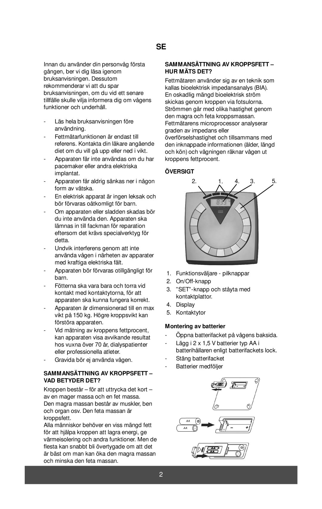 Melissa 631-033 manual Sammansättning AV Kroppsfett VAD Betyder DET?, Sammansättning AV Kroppsfett HUR Mäts DET?, Översigt 