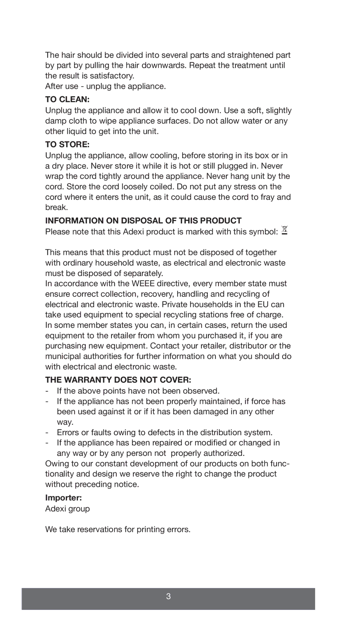 Melissa 635-089 manual To Clean, To Store, Information on Disposal of this Product, Warranty does not Cover 