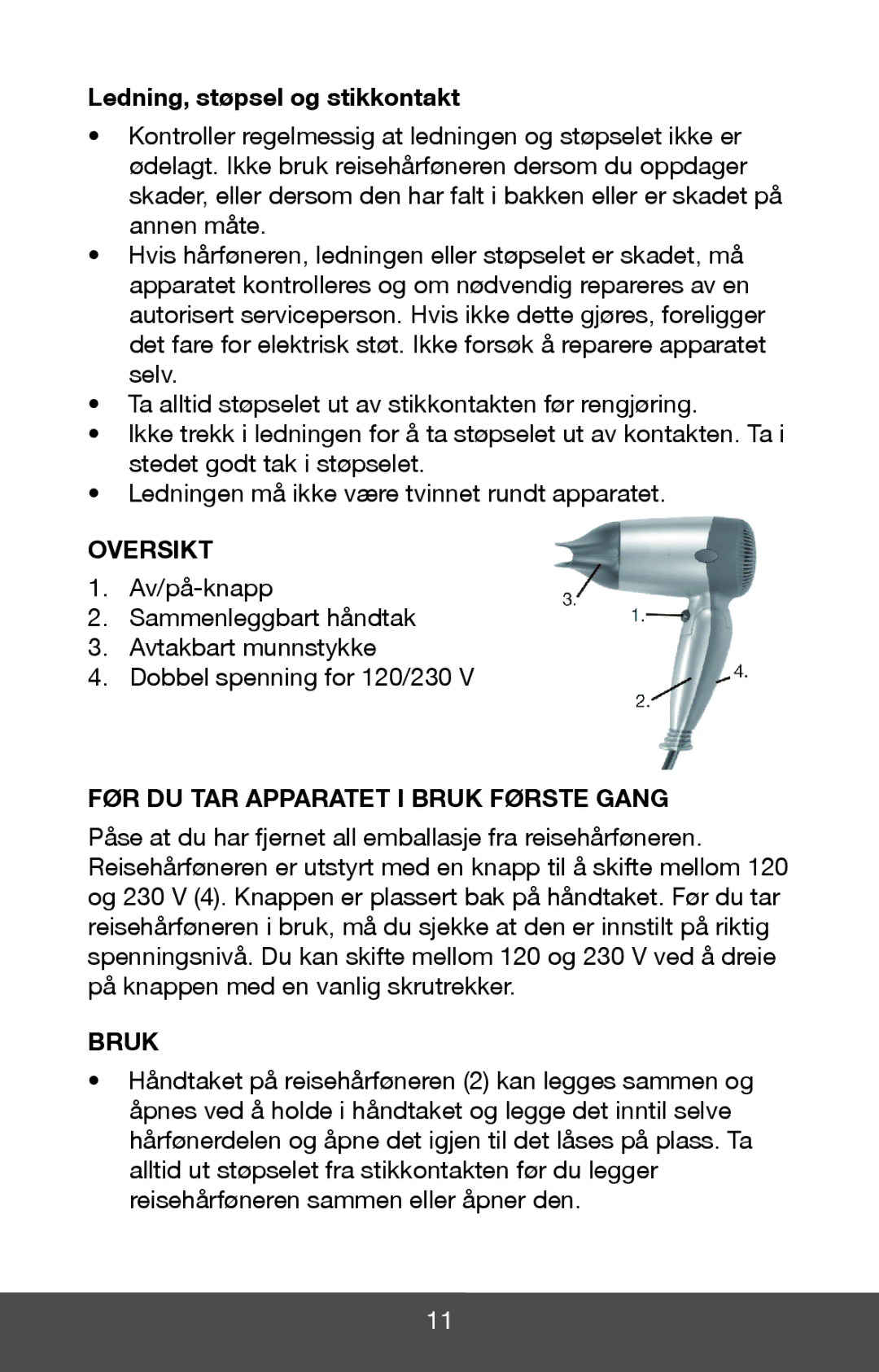 Melissa 635-101 manual Ledning, støpsel og stikkontakt, Oversikt, FØR DU TAR Apparatet I Bruk Første Gang 