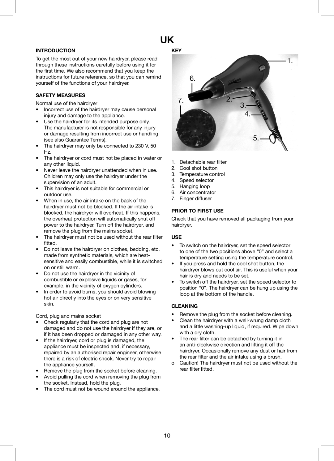 Melissa 635-119 manual Introduction, Safety Measures, Key, Prior to First USE, Use, Cleaning 