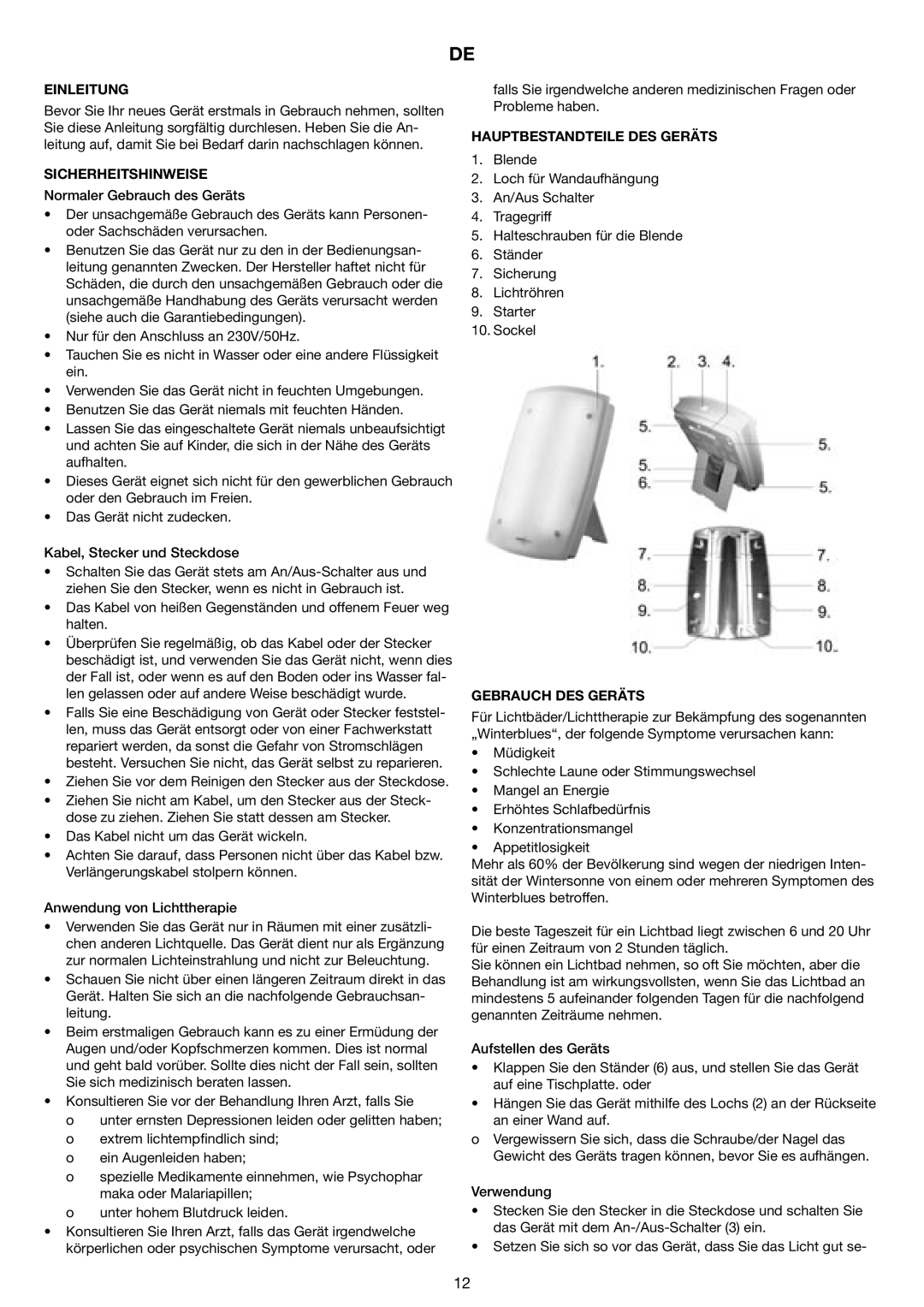 Melissa 637-001 manual Einleitung, Sicherheitshinweise, Ziehen Sie vor dem Reinigen den Stecker aus der Steckdose 