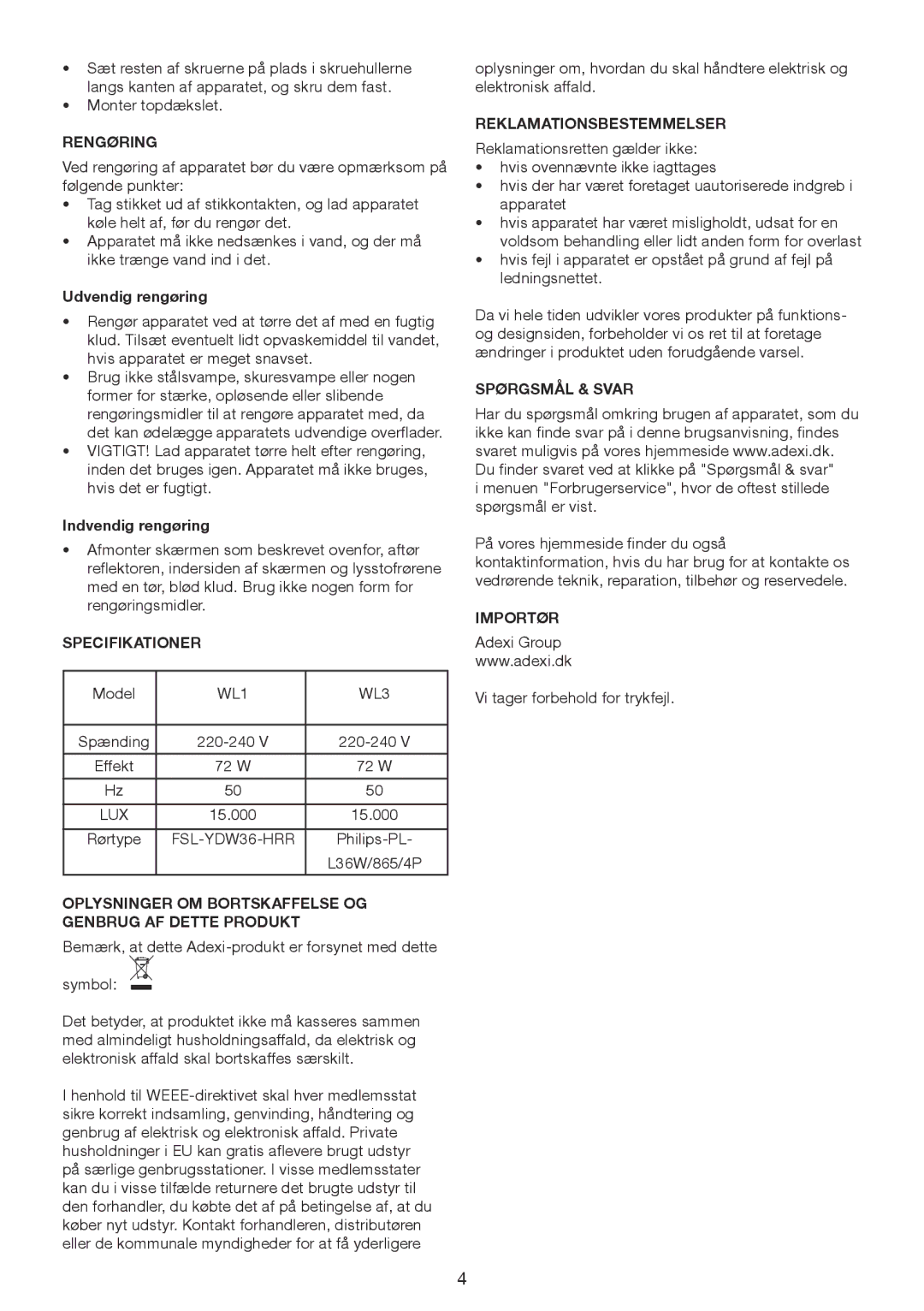 Melissa 637-005 Rengøring, Specifikationer, Oplysninger OM Bortskaffelse OG Genbrug AF Dette Produkt, Spørgsmål & Svar 