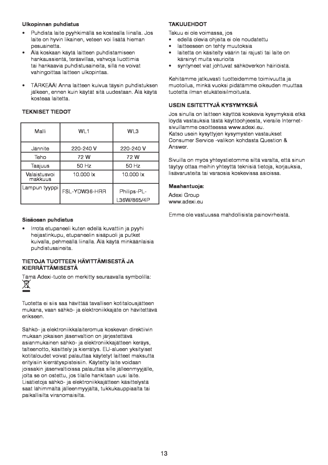 Melissa 637-006 manual Ulkopinnan puhdistus, Tekniset Tiedot, Sisäosan puhdistus, Takuuehdot, Usein Esitettyjä Kysymyksiä 