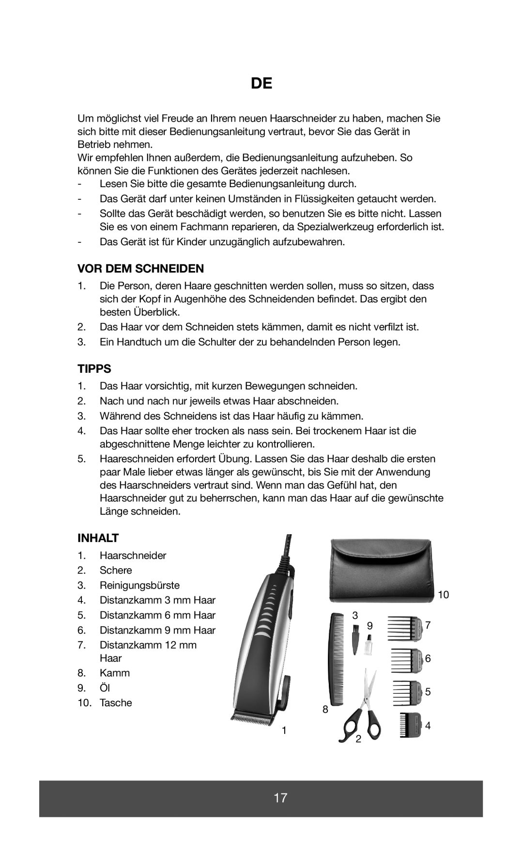 Melissa 638-132 manual VOR DEM Schneiden, Tipps, Inhalt 