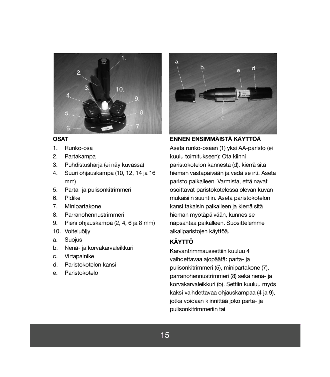 Melissa 638-135 manual Osat, Ennen Ensimmäistä Käyttöä 