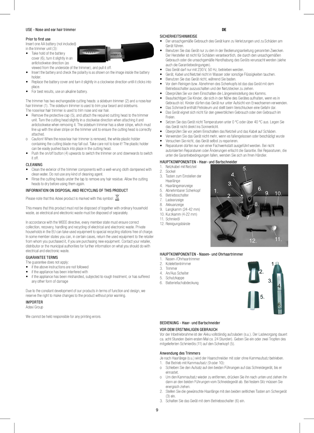 Melissa 638-149 manual Cleaning, Information on Disposal and Recycling of this Product, Guarantee Terms, Importer 