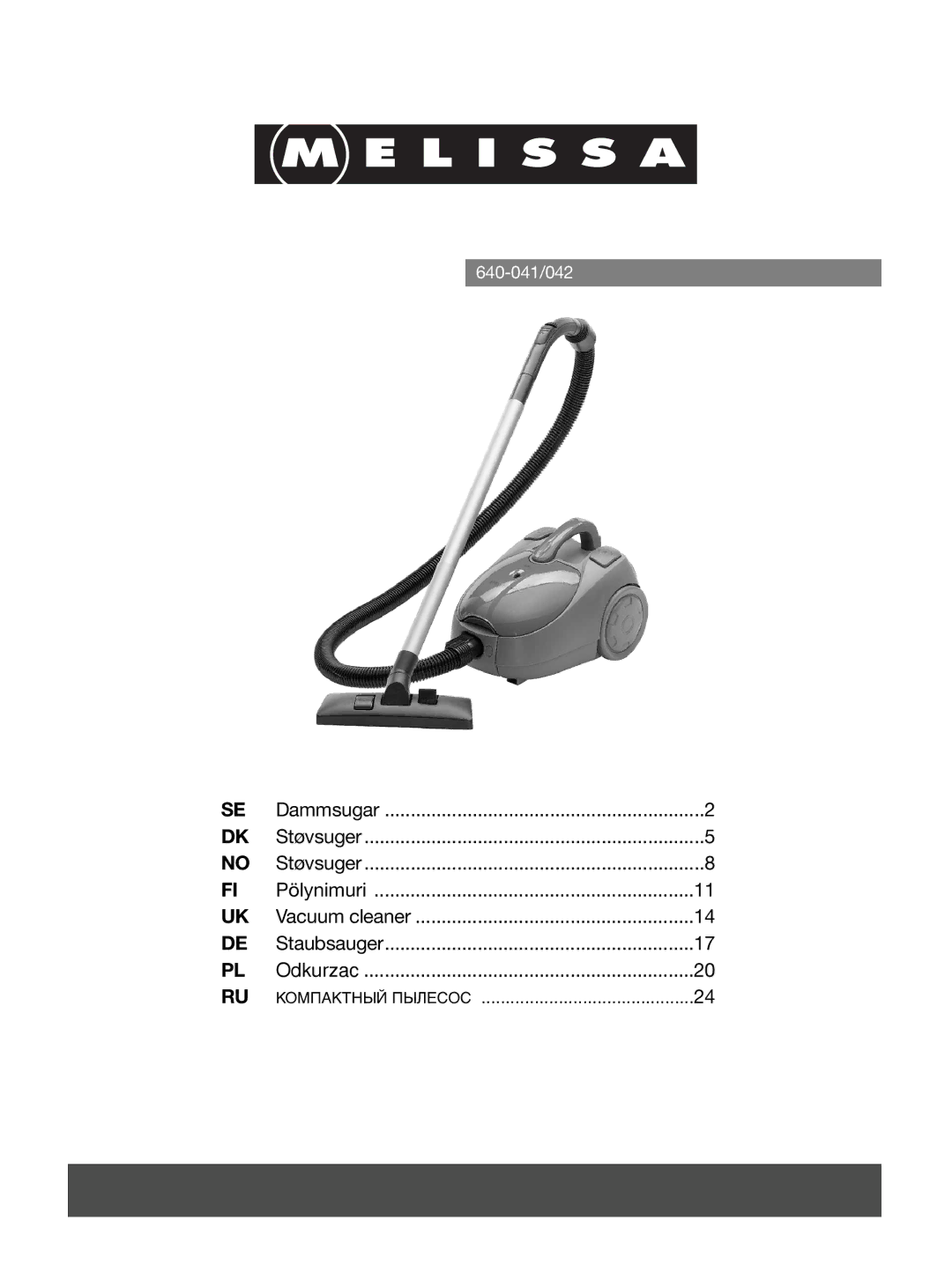 Melissa 640-042, 640-041 manual Компактный Пылесос 