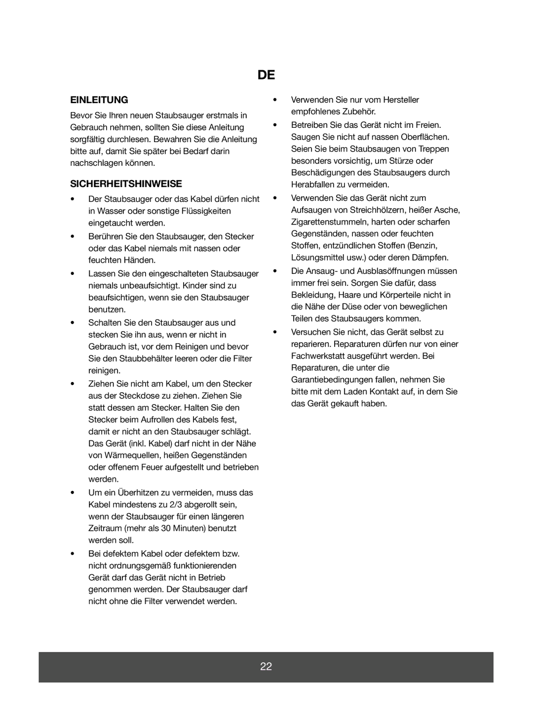 Melissa 640-046 manual Einleitung, Sicherheitshinweise, Verwenden Sie nur vom Hersteller empfohlenes Zubehör 