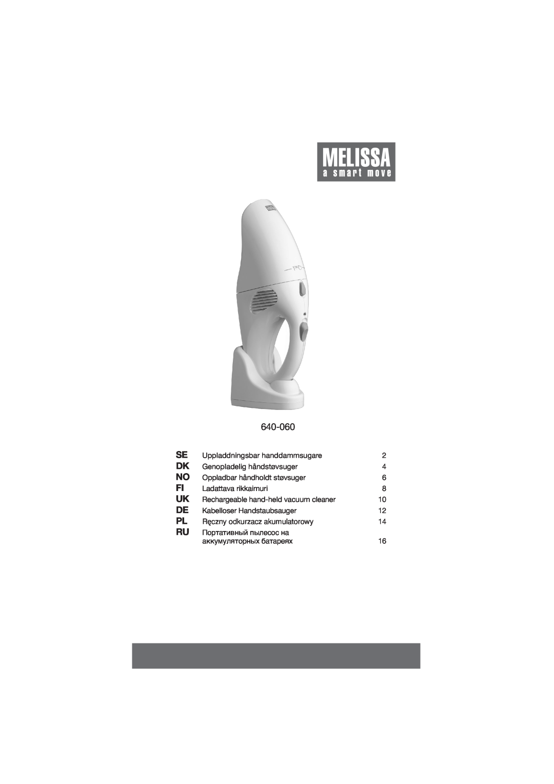 Melissa 640-060 manual 