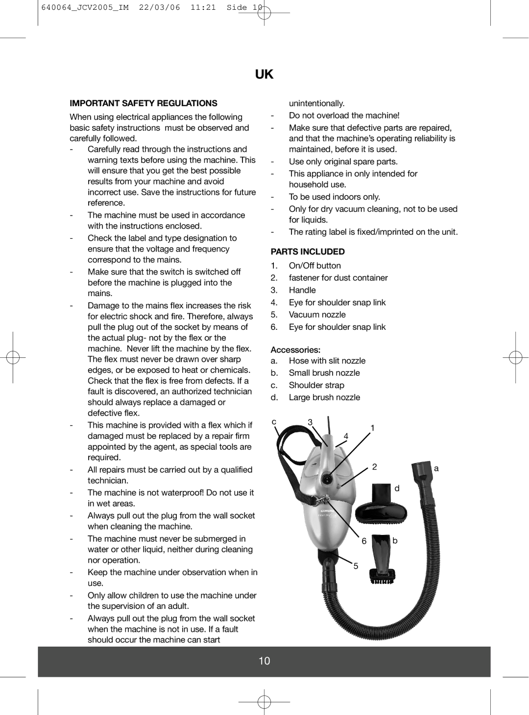 Melissa 640-091, 640-092 manual Important Safety Regulations, Parts Included 