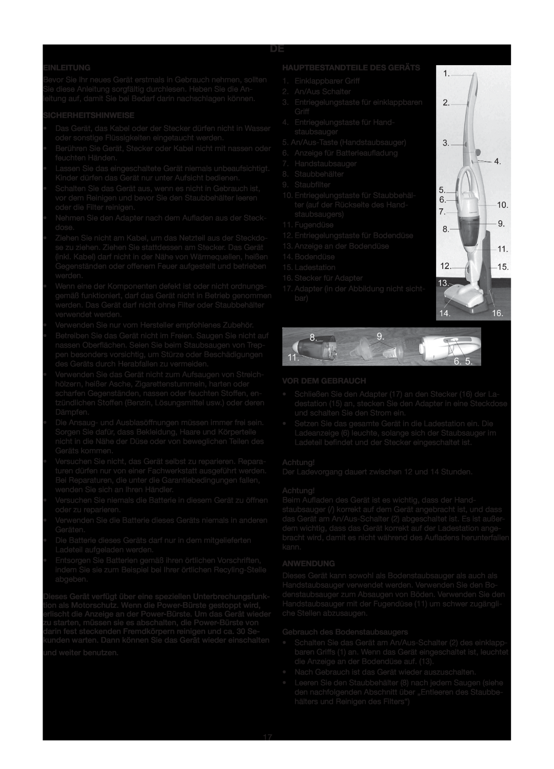 Melissa 640-110/114/127 manual Einleitung, Sicherheitshinweise, Hauptbestandteile Des Geräts, Vor Dem Gebrauch, Anwendung 