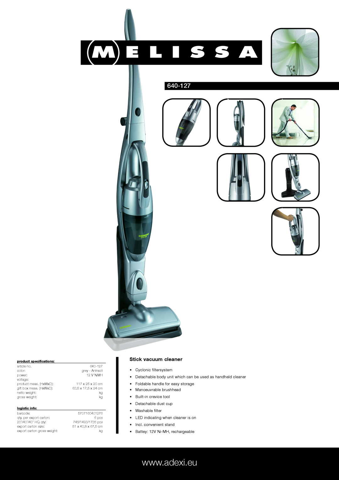 Melissa 640-127 specifications Stick vacuum cleaner 