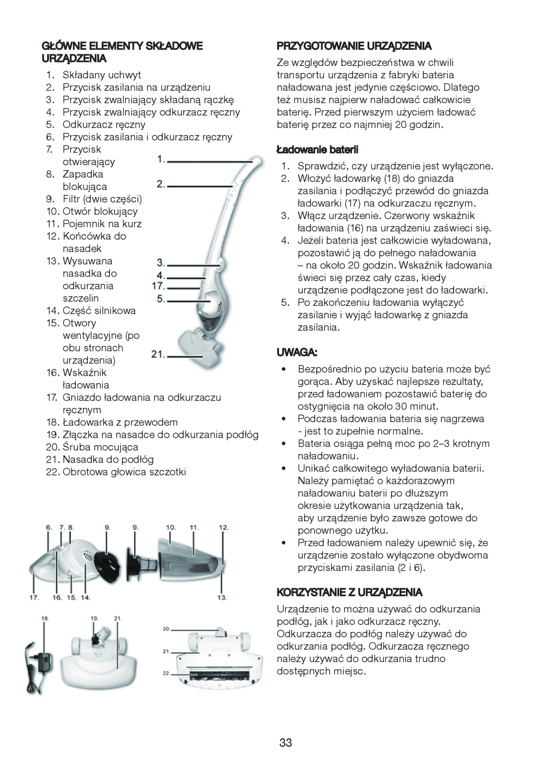 Melissa 640-132 manual Główneelementy Składowe Urządzenia 