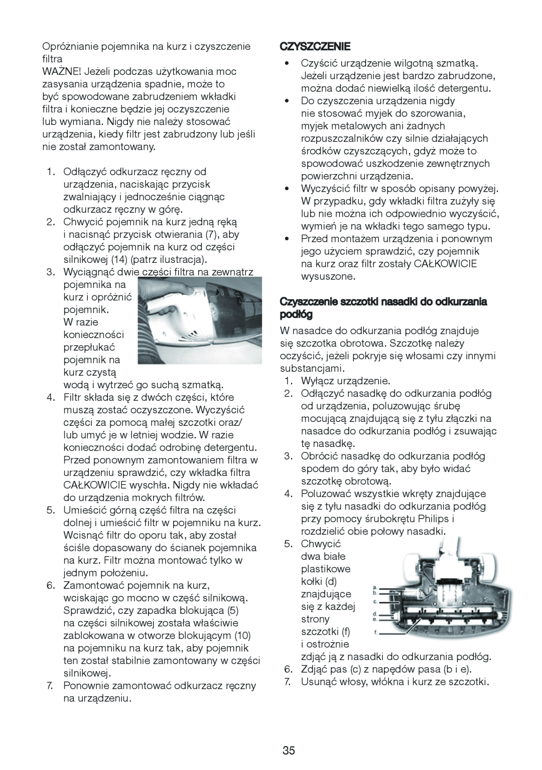 Melissa 640-132 manual Opróżnianie pojemnika na kurz i czyszczenie filtra 