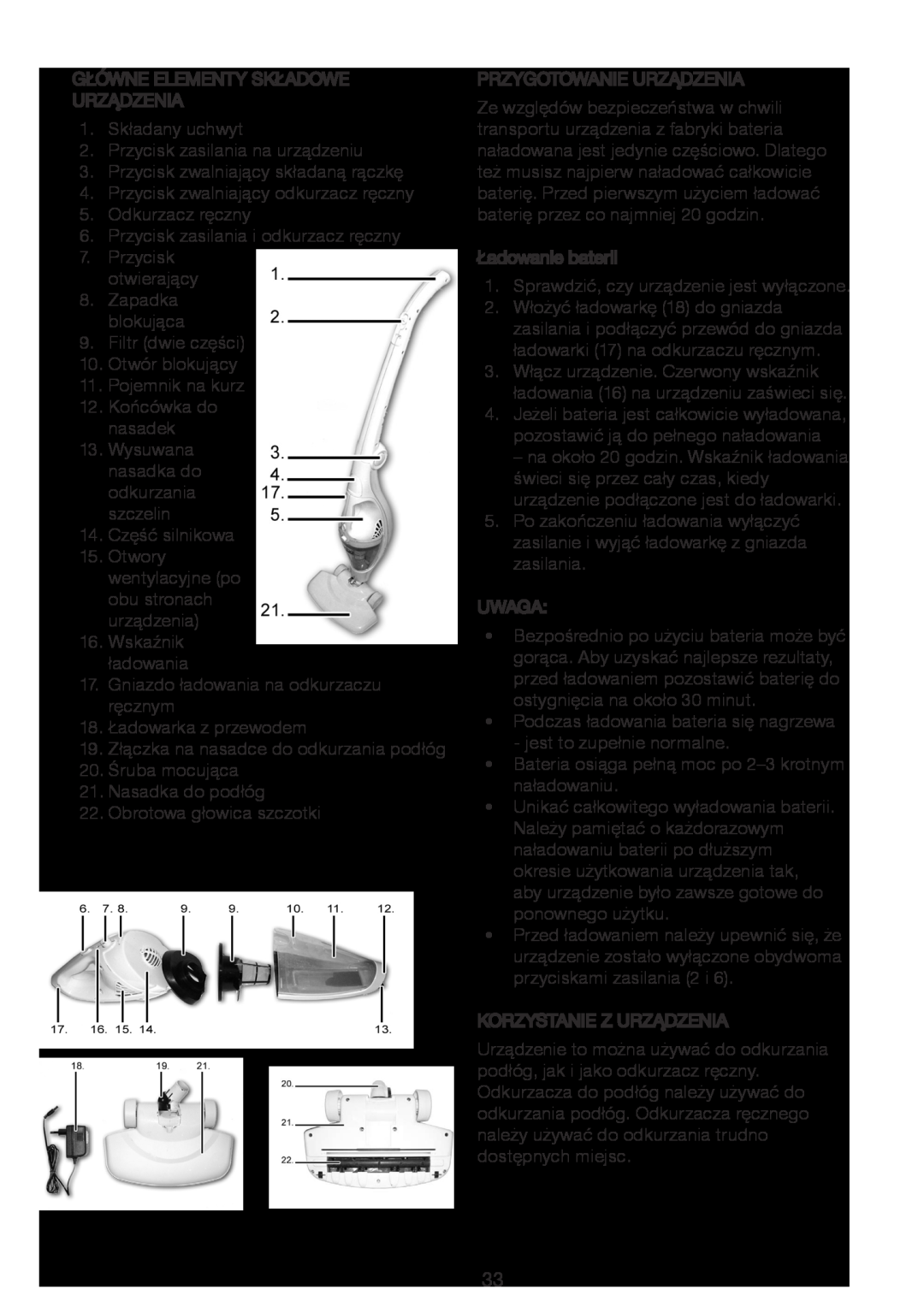 Melissa 640-15 manual Główneelementy Składowe Urządzenia 