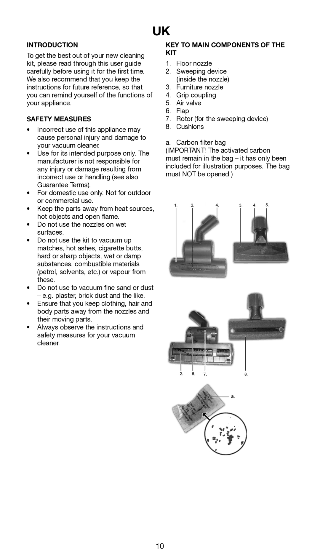 Melissa 640-150 manual Introduction, Safety Measures, KEY to Main Components of the KIT 