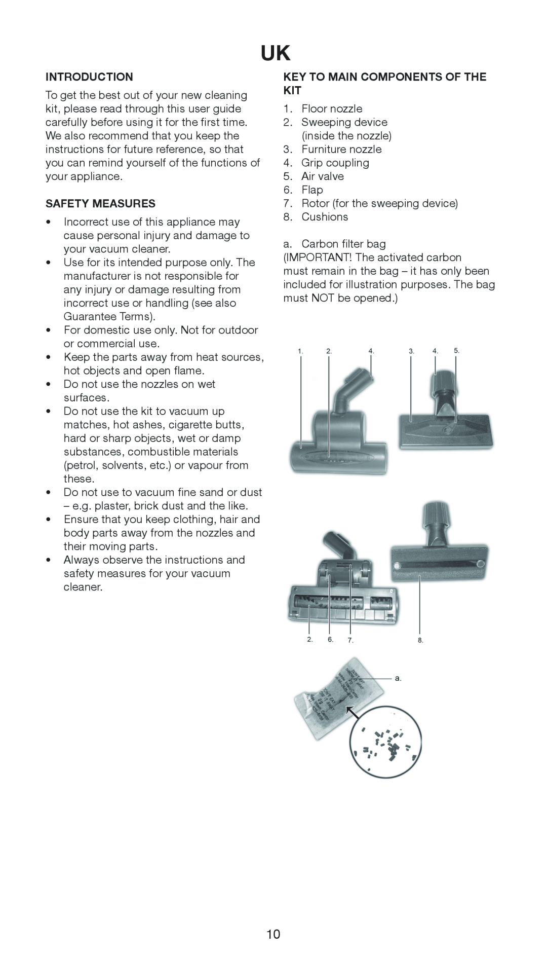 Melissa 640-150 manual Introduction, Safety Measures, Key To Main Components Of The Kit 