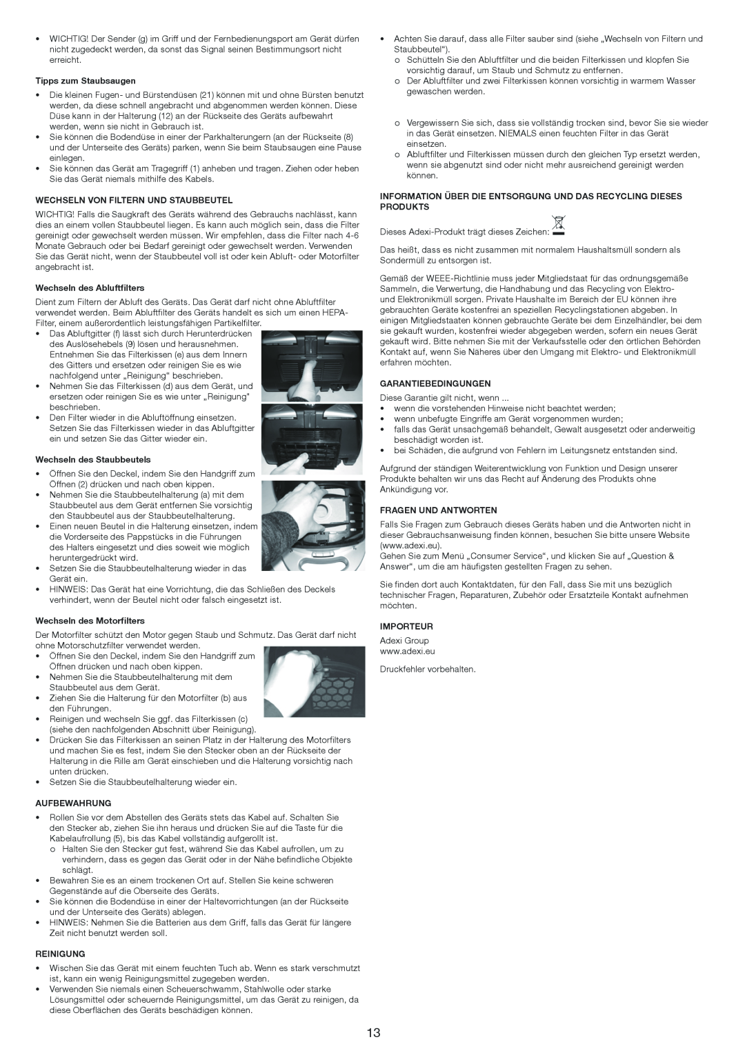 Melissa 640-174 manual Tipps zum Staubsaugen 